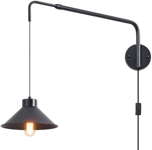 Black Swing Arm Wall Sconce, 34.64" Rod