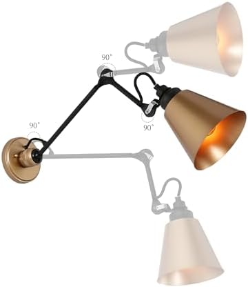 LOG BARN Modern Gold Swing Arm Wall Sconces, Set of 2