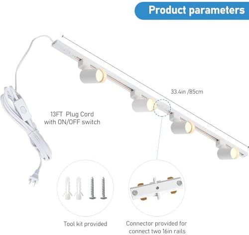 Plug-In 4-Light GU10 Track Lighting Kit, White