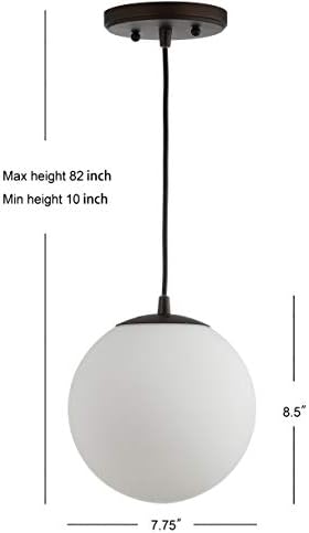 JONATHAN Y Bleecker Globe Pendant, 7.75" White/Oil Rubbed Bronze