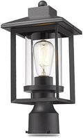 Black Outdoor Post Light with Clear Glass Shade