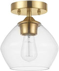 1-Light Semi-Flush Mount Ceiling Light, Clear Glass Shade