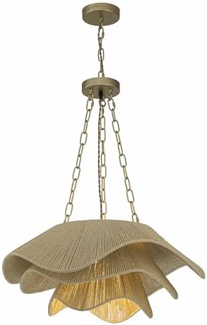 23-Inch Cream 1-Light 3-Tier Rattan Pendant Light