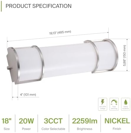 ASD 18" Nickel LED Vanity Light