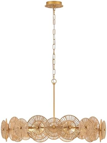 32” Boho Rattan Chandelier