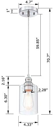 WISBEAM Pendant Light, Nickel, 3-Pack