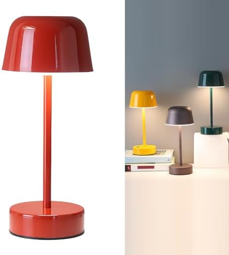 Rechargeable Cordless Mushroom Table Lamp, Red