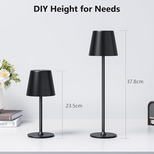 Cordless LED Table Lamp, Rechargeable, Black
