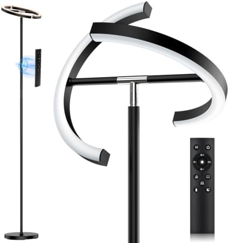 SIBRILLE 22W LED Floor Lamp, Touch and Remote Control, Black