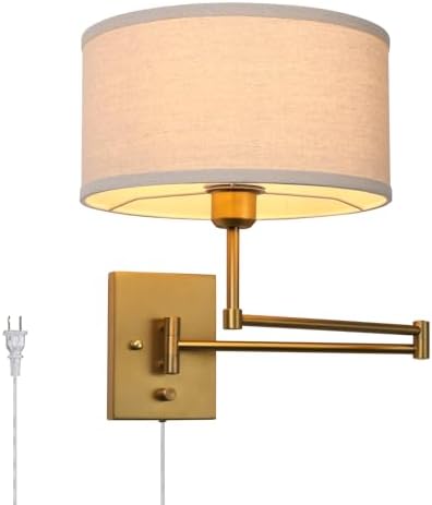 Vintage Linen Fabric Plug-in Wall Sconce