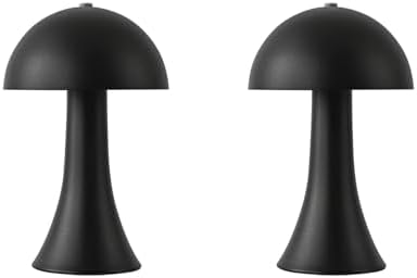 2 Pack Cordless Black Table Lamps, 1800mAh Rechargeable