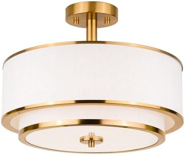 Edwarmlux 3-Light Semi Flush Mount Ceiling Light, Brushed Gold