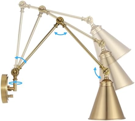 WINGBO Brass Swing Arm Wall Sconces, Set of 2