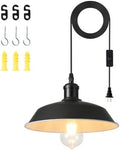 Plug in Pendant Light, 197” Cord, Black and White