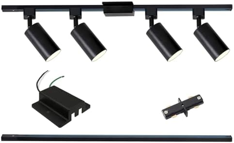 4-Light LED Track Lighting Kit with 3.3FT H Type Track Lighting Rails