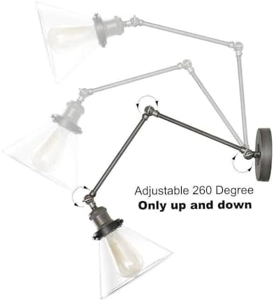 LALUZ Black Glass Swing Arm Wall Sconce