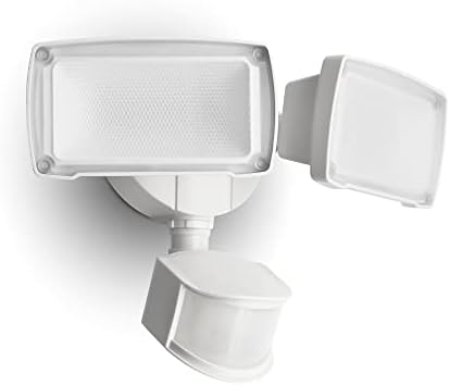 LUTEC 38W Motion-Activated Dual-Head Floodlight, White
