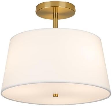 CALOKES 3-Light Gold Semi Flush Mount Ceiling Light