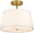 CALOKES 3-Light Gold Semi Flush Mount Ceiling Light