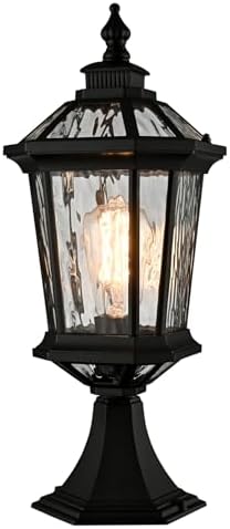 Waterproof Outdoor Post Light with Water Ripple Glass