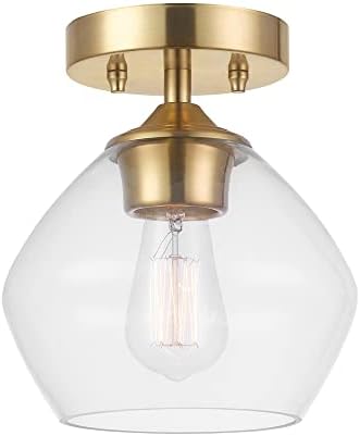 1-Light Semi-Flush Mount Ceiling Light, Clear Glass Shade