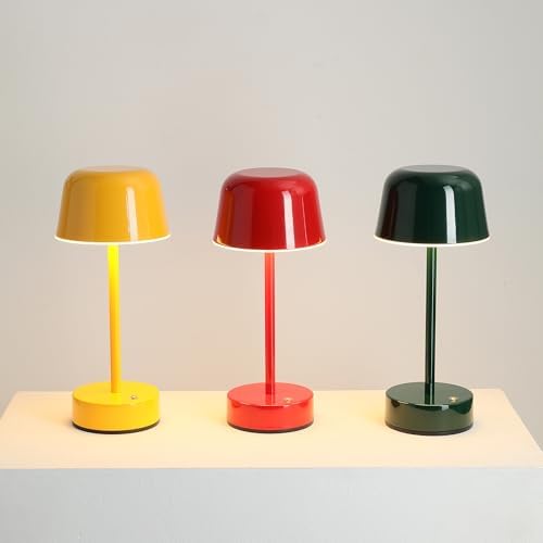 Rechargeable Cordless Mushroom Table Lamp, Red