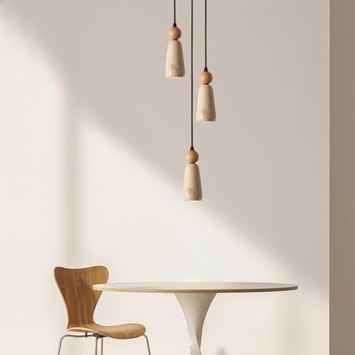 Spherical Yellow Travertine Industrial Pendant Light
