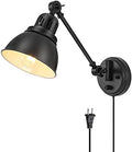 GOODATE Dimmable Plug-in Swing Arm Wall Sconce, Black