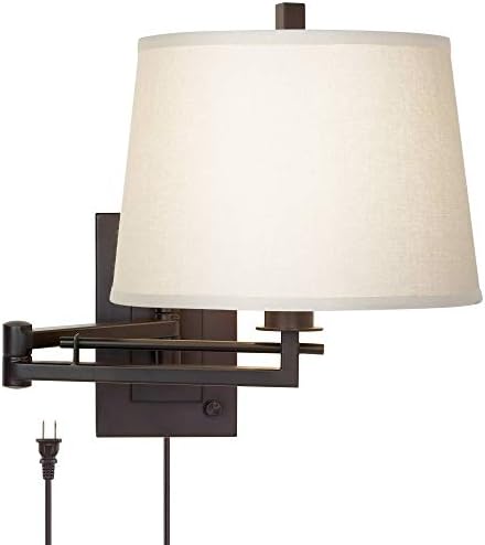 Easley 15" Bronze Plug-In Swing Arm Wall Lamp