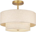 18 Inch Dual Drum Semi Flush Mount Ceiling Light, Gold