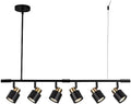 6 Light Track Lighting Kit, Matt Black Brass Finish Adjustable Height