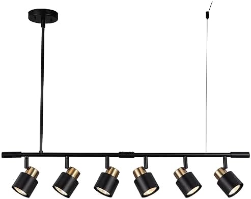6 Light Track Lighting Kit, Matt Black Brass Finish Adjustable Height