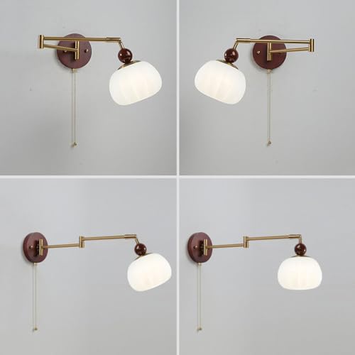 Vintage Swing Arm Plug-In Wall Sconce, Antique