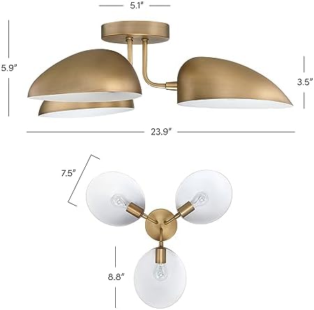 Nathan James Argo 3-Light Semi Flush Mount Ceiling Light, Vintaged