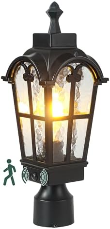 Motion Sensor Outdoor Post Light, Waterproof, Dusk to Dawn