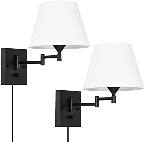 Pauwer Plug-in Swing Arm Wall Sconces, Set of 2