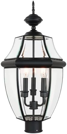 Kalium 3-Light Matte Black Outdoor Post Light