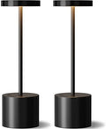 Cordless Rechargeable Table Lamp, Black, 2 Pack