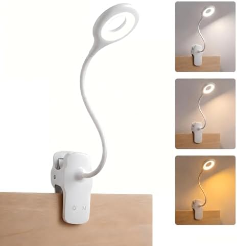 LACOKI Rechargeable Clip-on Reading Light, 3 Color x 3 Brightness