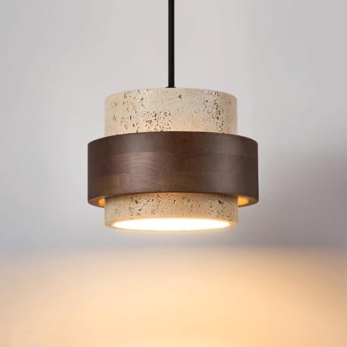 Vintage Natural Stone Pendant Light, Walnut
