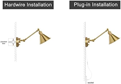 TRLIFE Dimmable Brushed Brass Swing Arm Wall Sconces, 2 Pack