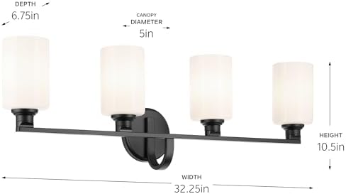 Kichler Gioe 4-Light Bathroom Vanity Light, Black