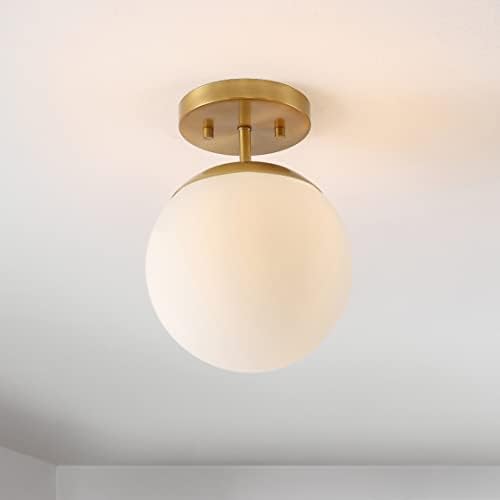 JONATHAN Y Marcel Semi Flush Mount Ceiling Light 7.75", Brass Gold