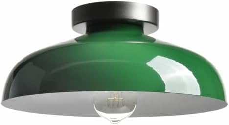 DIRYZON Industrial Green Semi Flush Mount Ceiling Light, 12-Inch