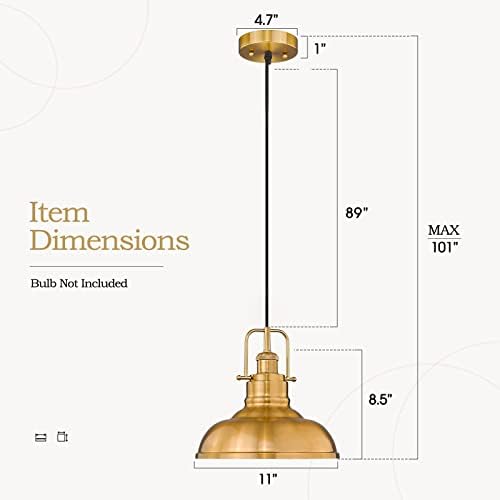 zeyu Farmhouse Pendant Light, Gold, 1-Light