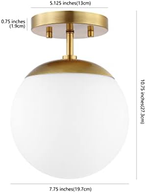 JONATHAN Y Marcel Semi Flush Mount Ceiling Light 7.75", Brass Gold