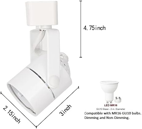 MR16 GU10 Track Lighting Heads, White, 4 Pack