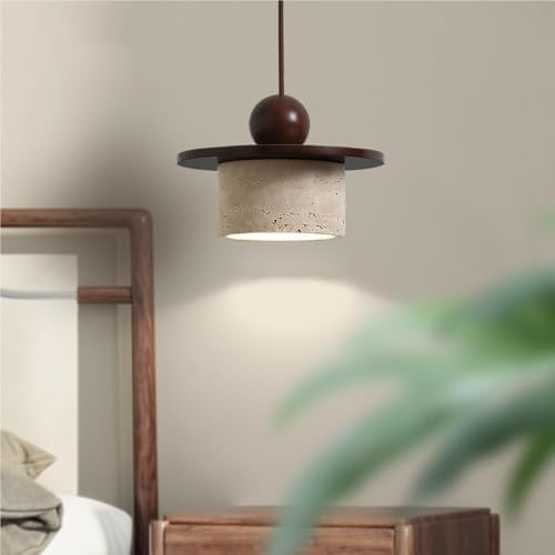 Modern Industrial Height Adjustable Pendent Light Walnut Color
