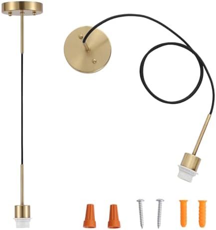Adjustable Pendant Light Kit, E26 Socket, Gold