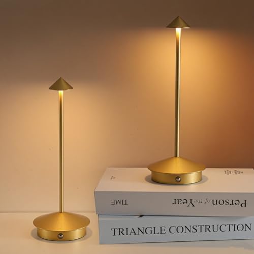 Cordless Rechargeable Table Lamps, Set of 2, Gold